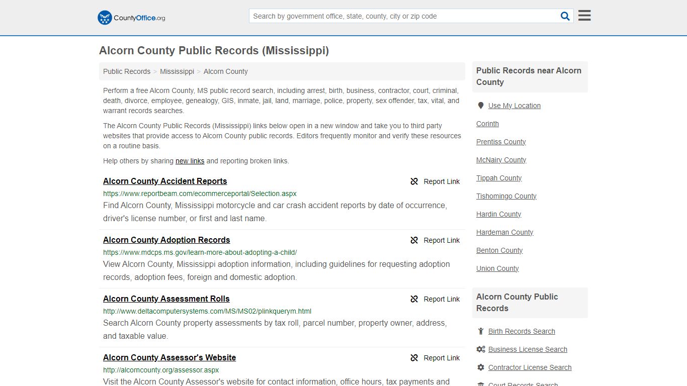 Alcorn County Public Records (Mississippi) - County Office